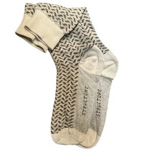 Structure Cream and Brown Dress Socks with Geometric Pattern